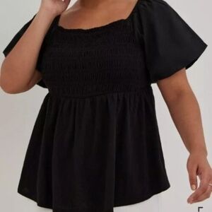 Torrid Black Smocked Blouse
